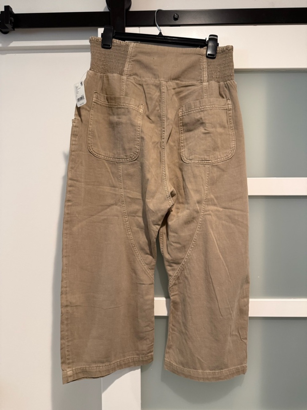 NWT! We The Free Free people Cropped High-Waist Wide Leg Pants in Beige - Picture 5 of 9